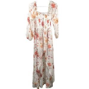 Vine and Valley Floral Romper Size S with Maxi Skirt Overlay Off Shoulder L/S